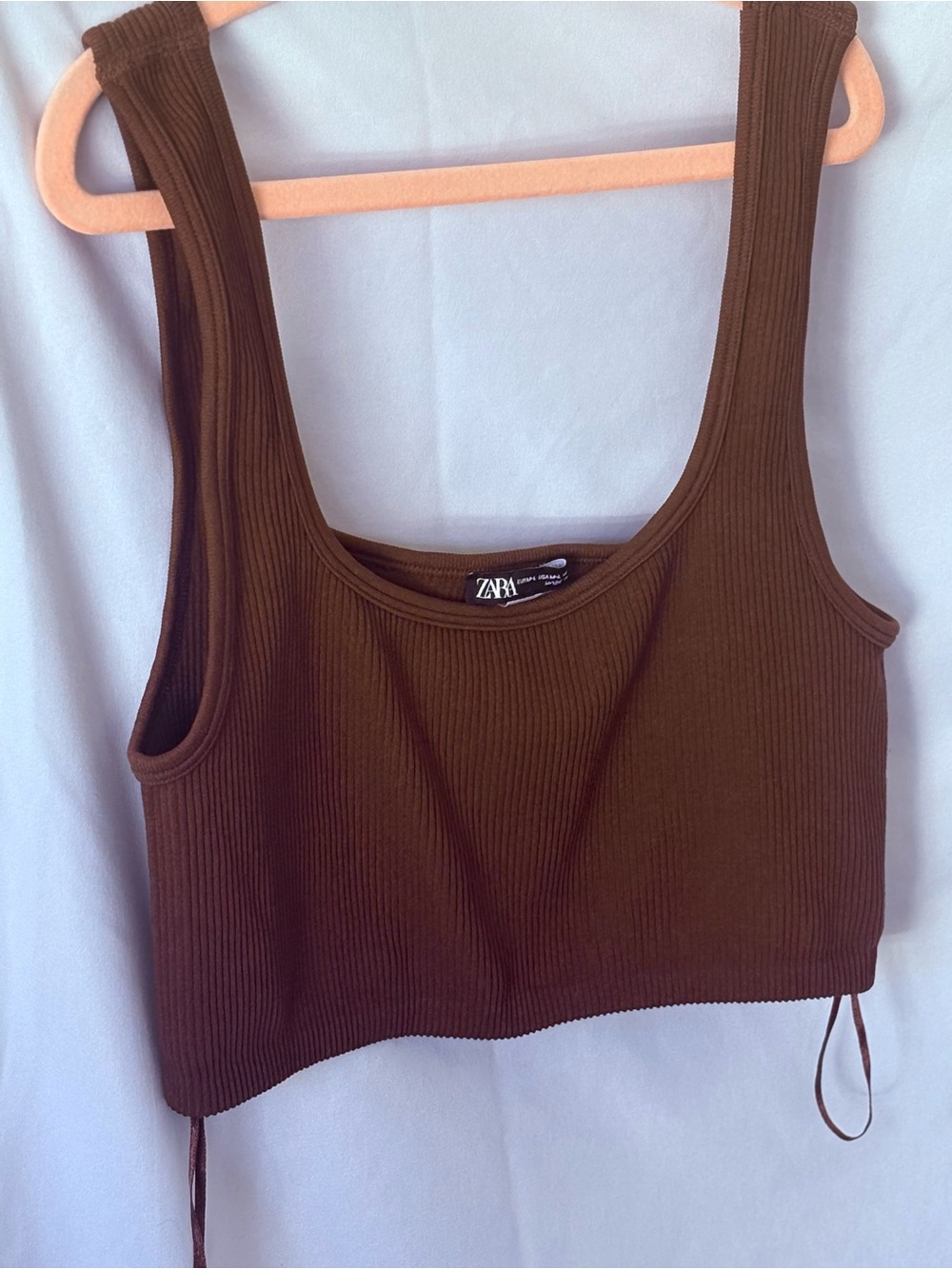 ZARA Chocolate Ribbed Crop Tank